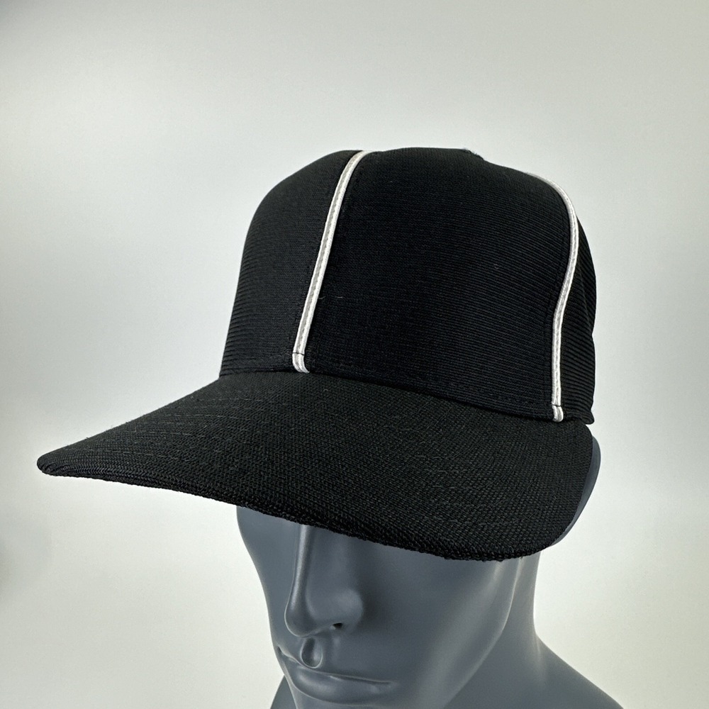 VINTAGE New Era Referee Fitted Hat Cap 6 3/4 Black White Stripes Pro Model 90s